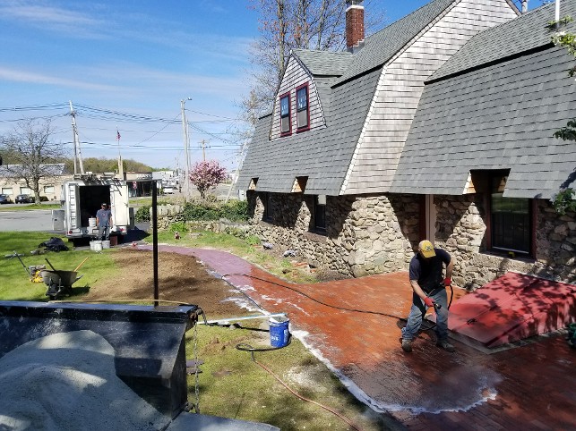 brick walkway and patio